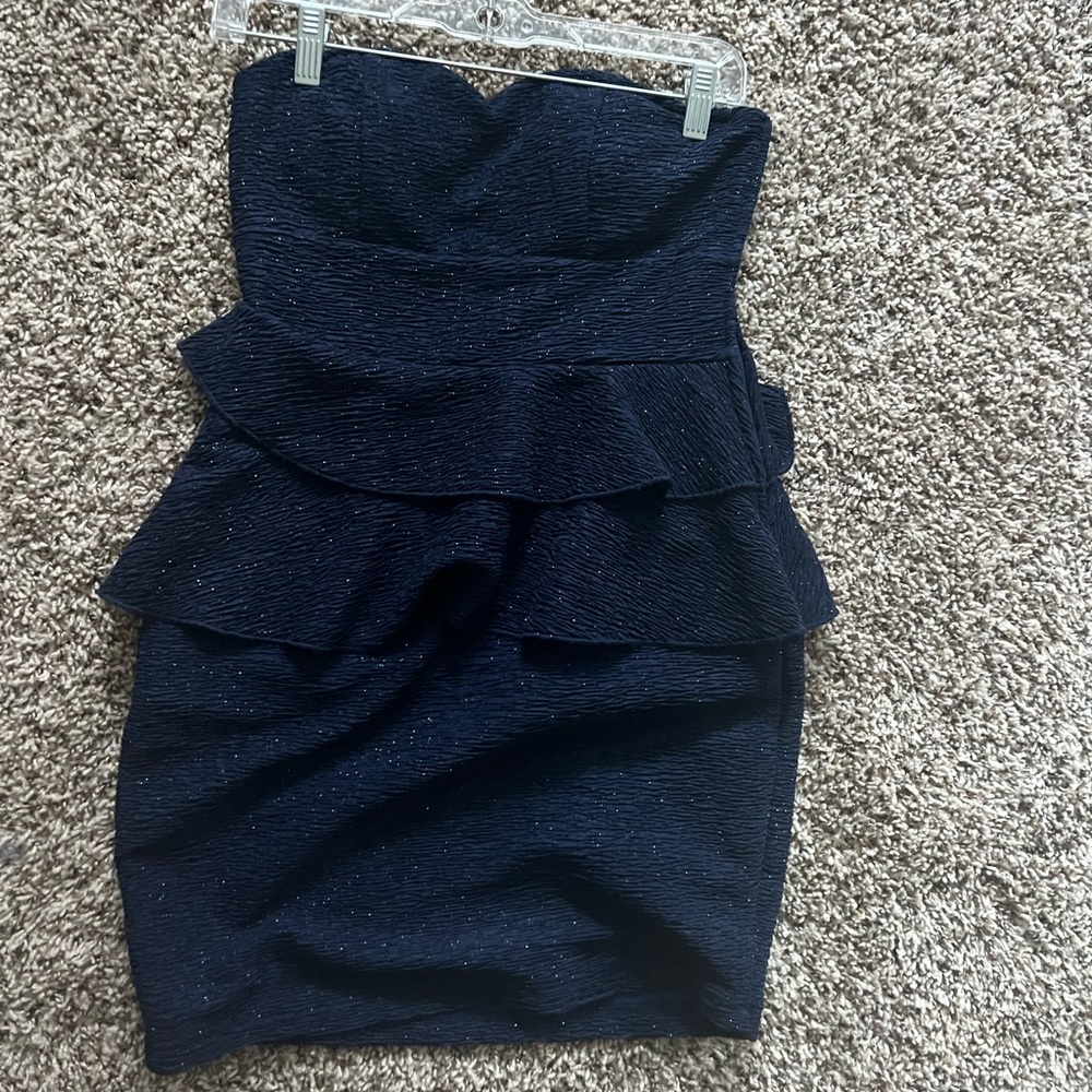 Navy blue, sparkly, peplum style mini dress! 💙